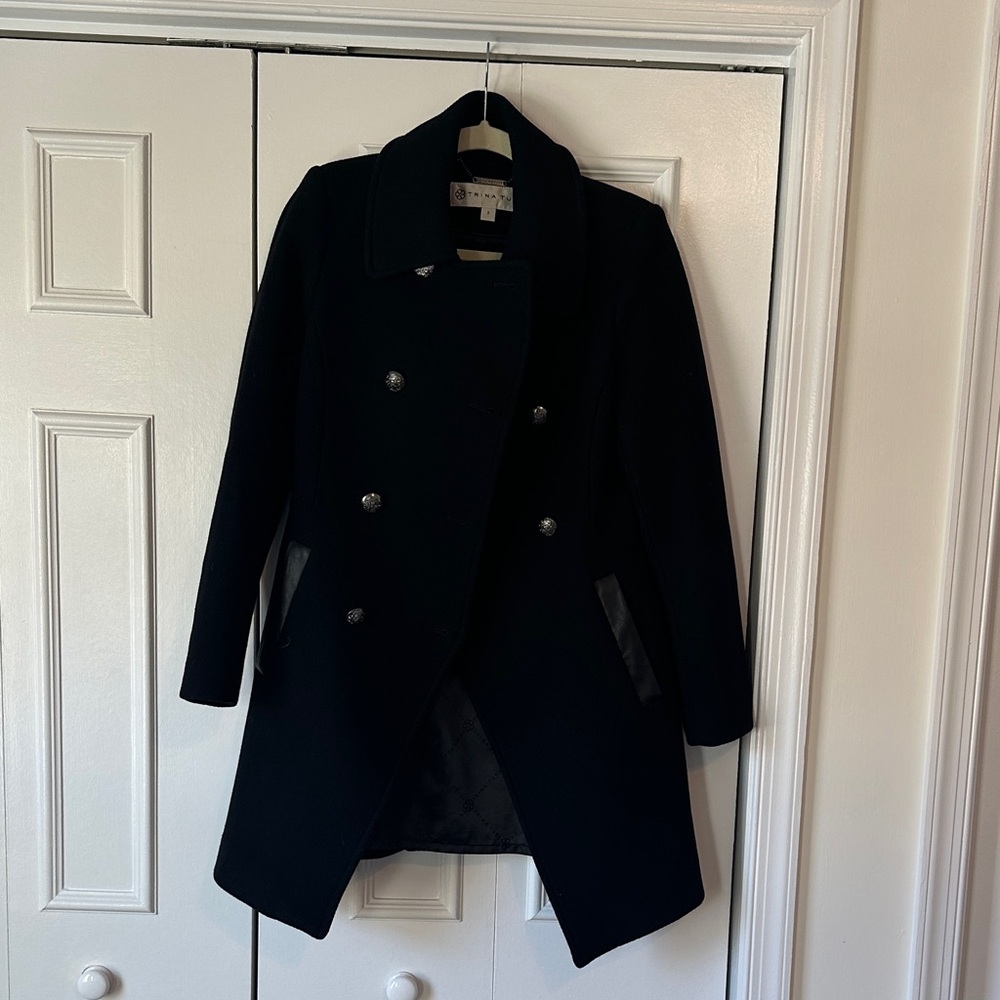 Trina Turk Black Double-Breasted Coat